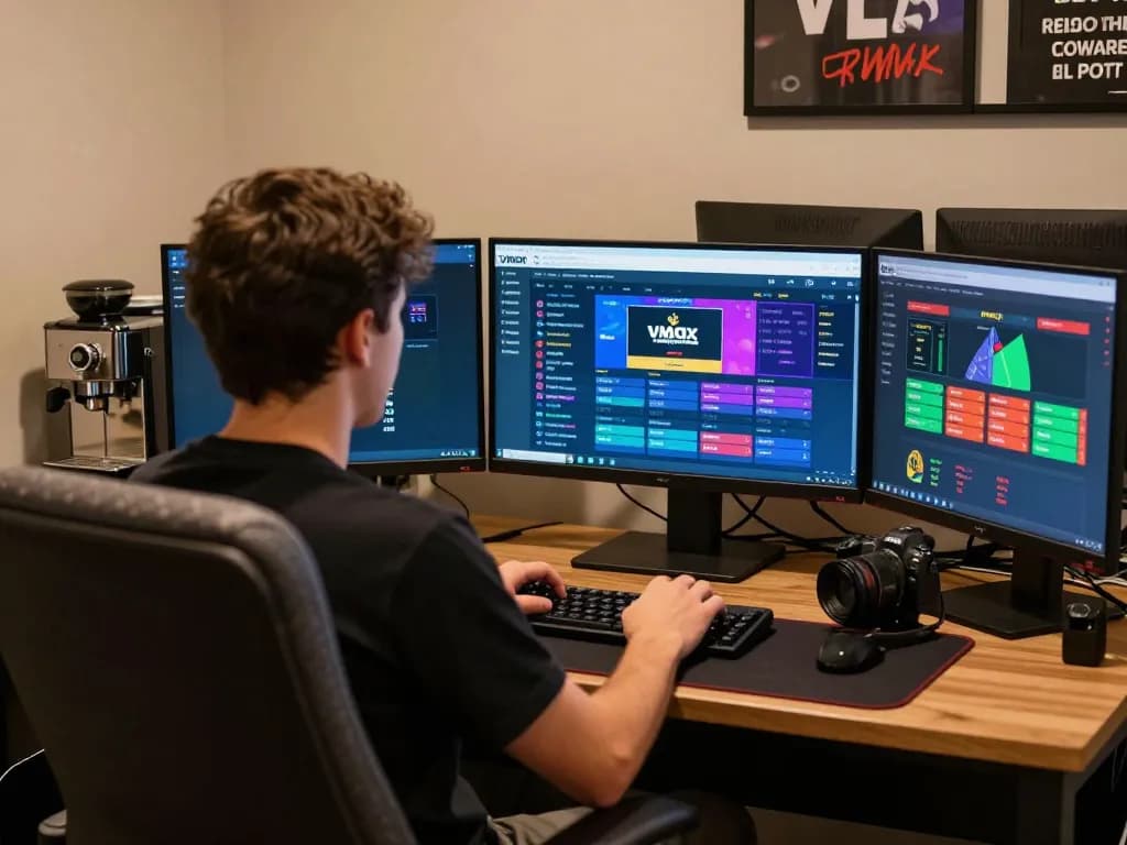 Engaging with Vmax trang chủ online sports betting interface in a stylish home setup.