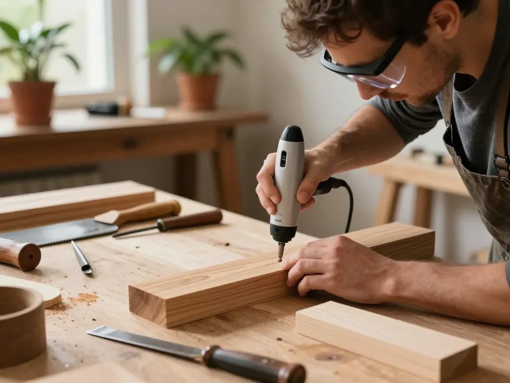 Utilizzo di microonde antitarlo in un laboratorio domestico per eliminare efficacemente i parassiti del legno.