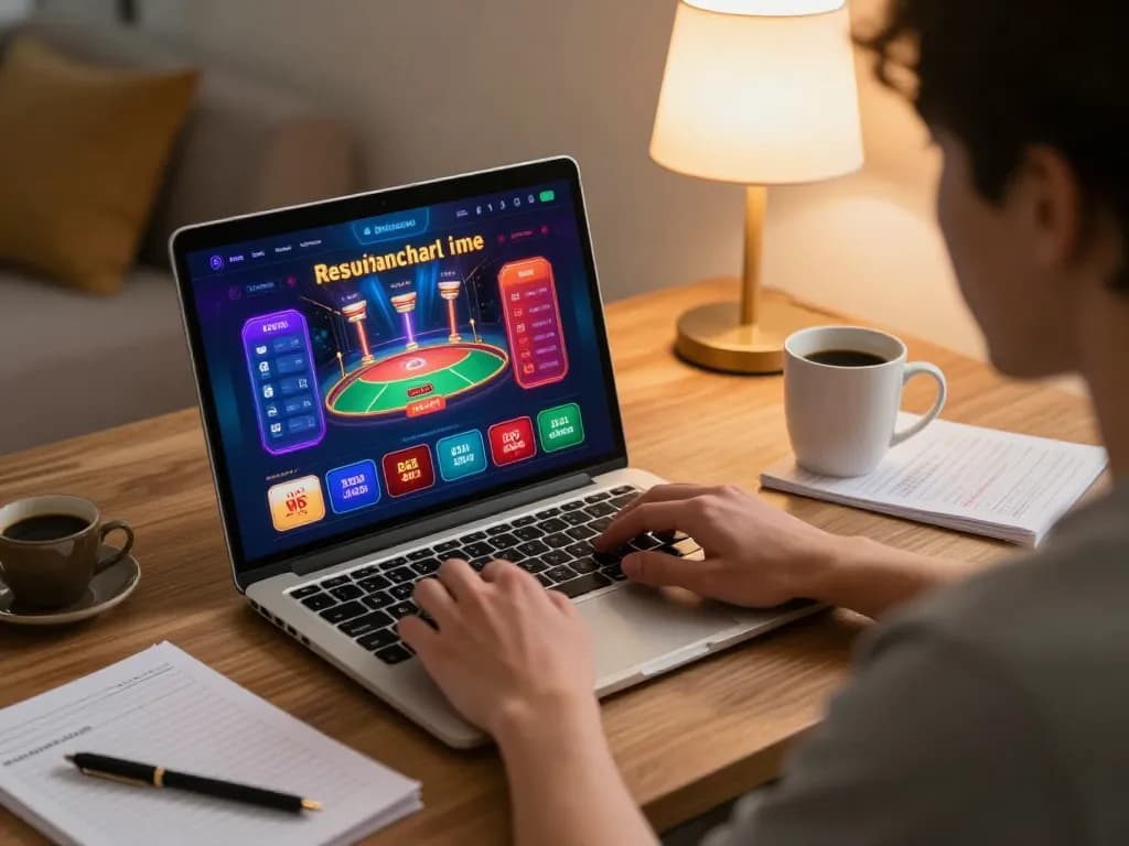 Engaging player strategizing on lc88 com with casino interface, comfortable home setup promoting responsible gambling.