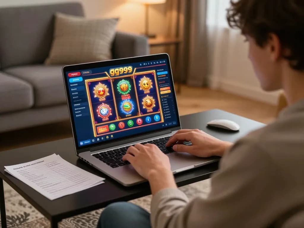 Pemain terlibat dalam permainan kasino online di platform gg999 dalam suasana rumah yang nyaman.