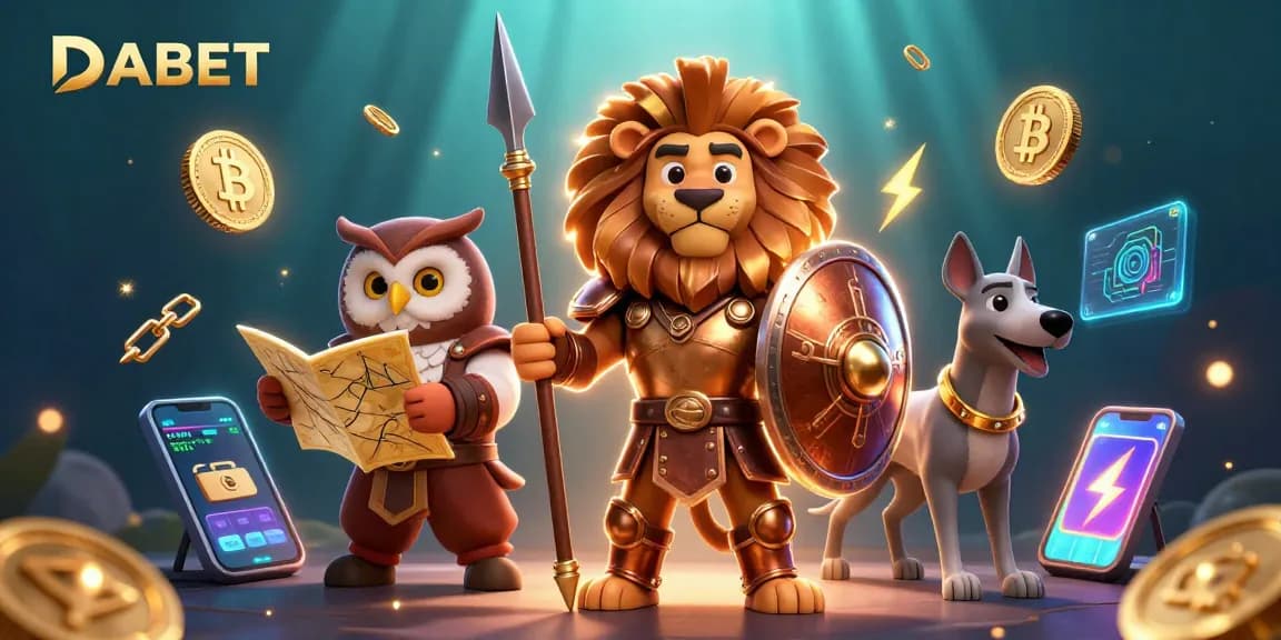 Bet on DABET with exciting 3D characters and vibrant casino elements for a thrilling experience.