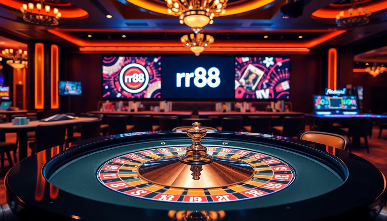Engage in thrilling gameplay at RR 88's luxurious casino with roulette and poker action.
