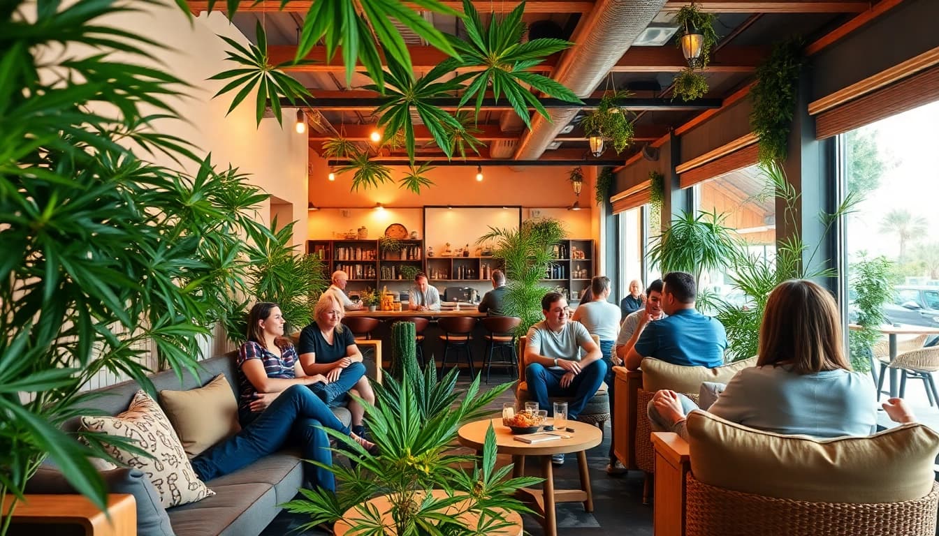 Weed Club Lloret De Mar with inviting ambiance and happy patrons enjoying their time.