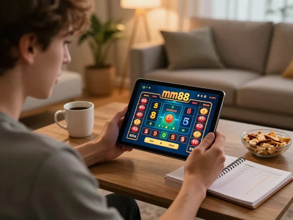 Engaging in online casino gameplay at mm88 from a cozy home setting with focused strategies.