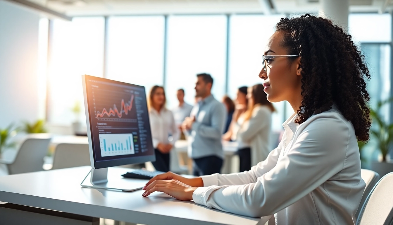 AI Employee collaborating in a modern office with cheerful colleagues.