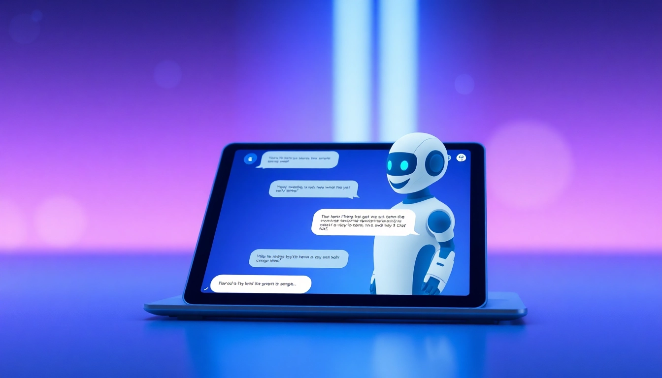 Engaging interface of a sex AI chat chatbot on a modern tablet in a futuristic setting.