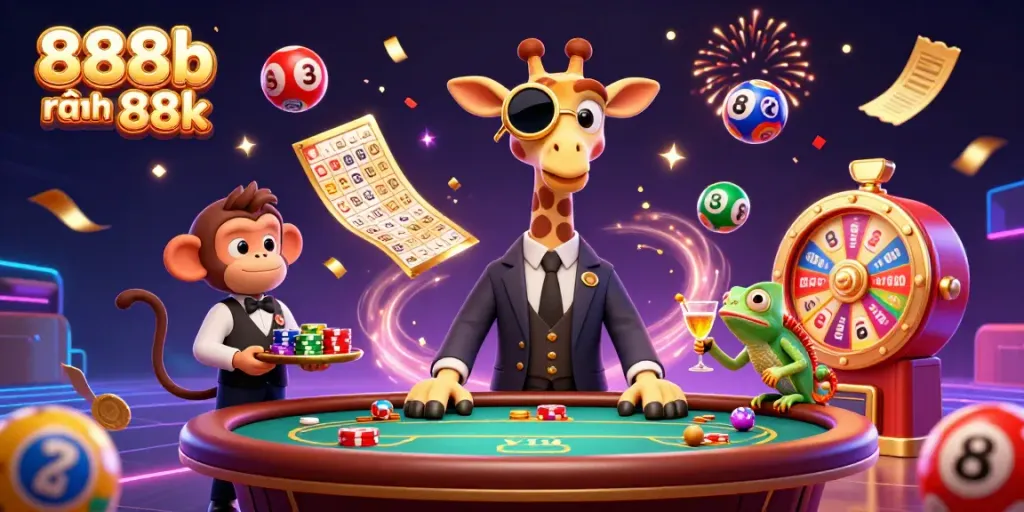 Engage with fun 888b nhận 88k rewards at the vibrant casino scene featuring eclectic characters.