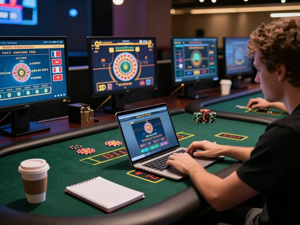 Player enjoying NHÀ CÁI VIN88 live dealer games on a laptop at home.