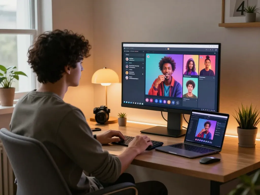 Interactive crushon ai chat scene with colorful avatars on a computer screen.