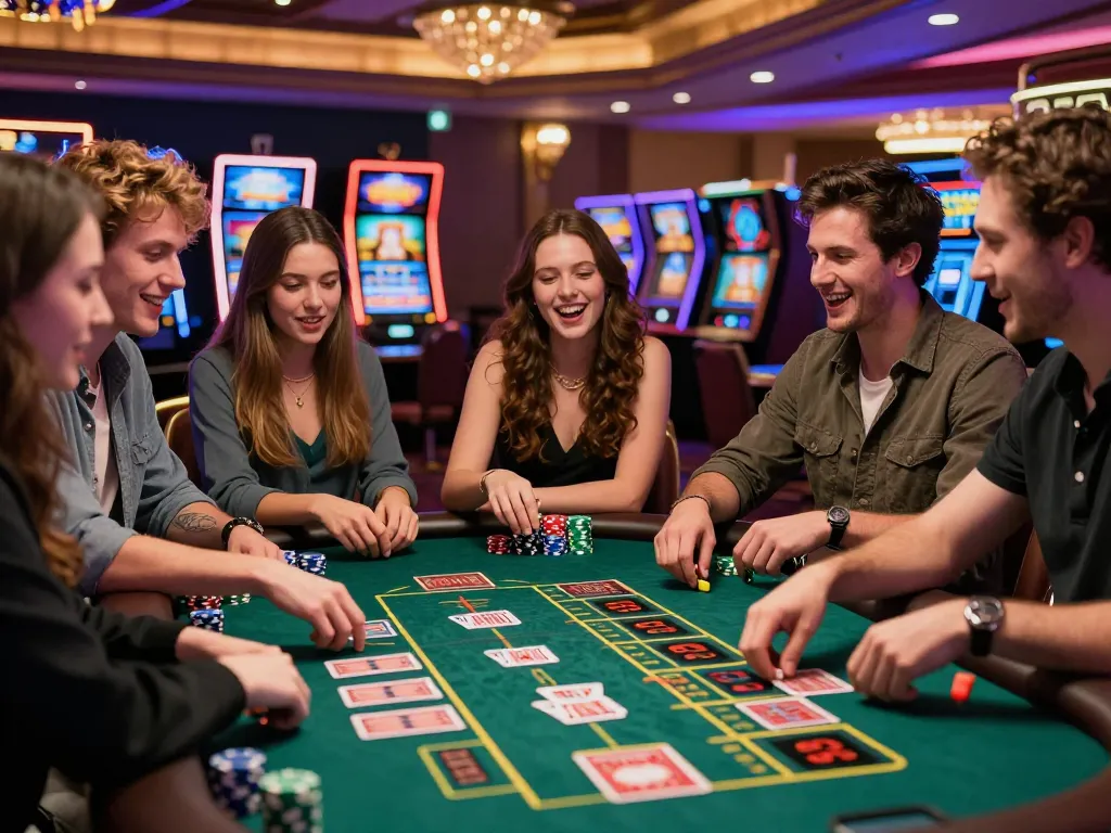 Friends enjoying the thrill of nohu 78 games at a vibrant casino table.