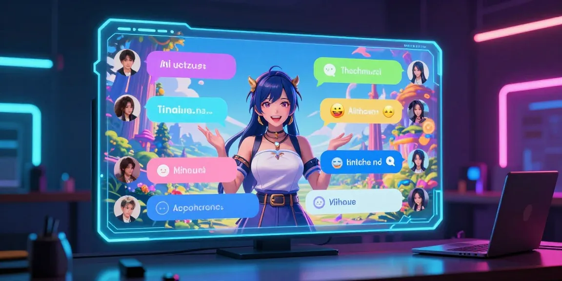 Engaging AI hentai chat experience with anime character in a vibrant digital environment.