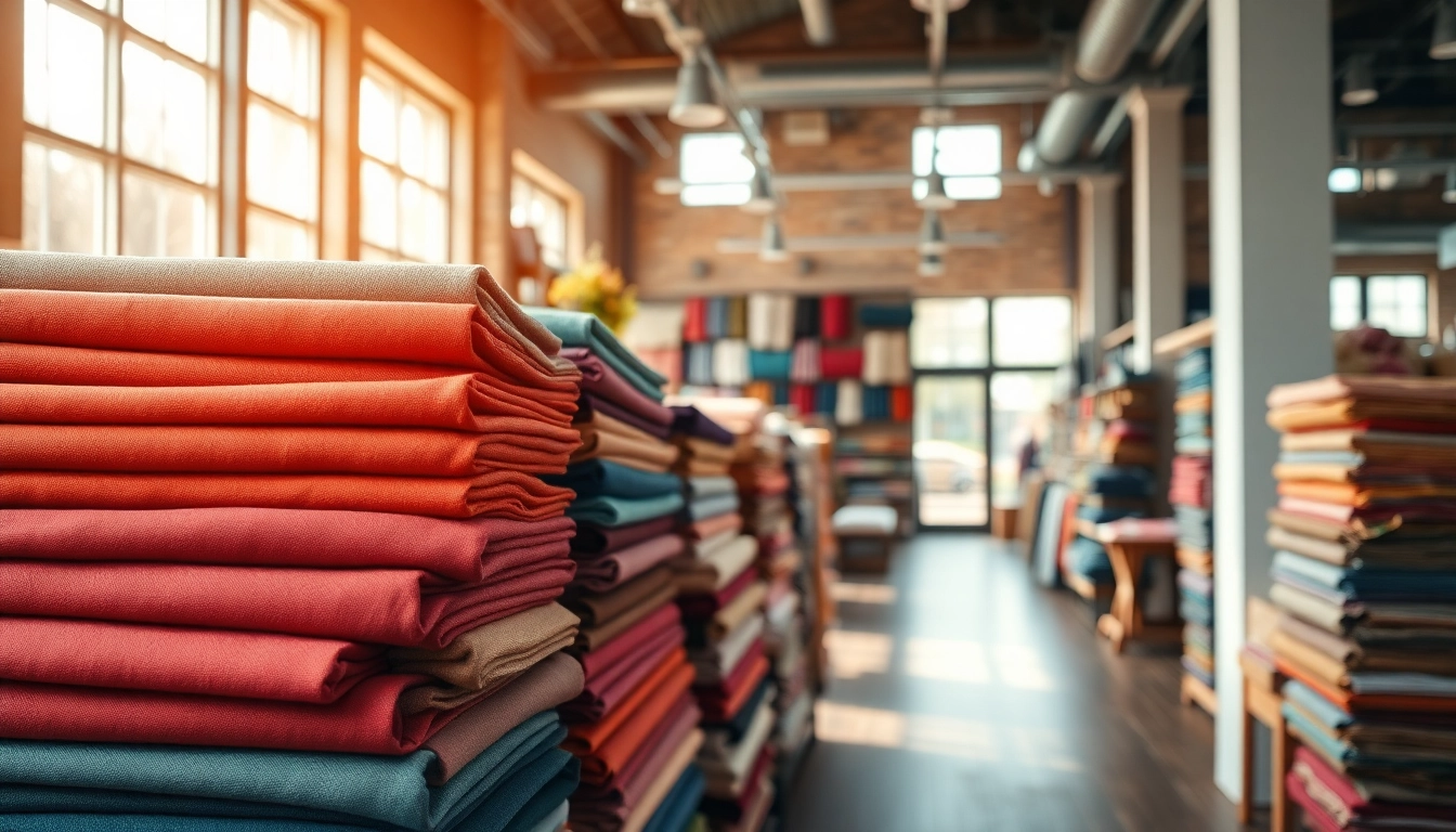 Stof kopen per meter met kleurrijke stoffen in een goed verlichte stofwinkel.
