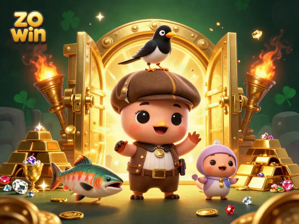 Experience the excitement of zo win casino games with vibrant characters and treasure-filled ambiance.