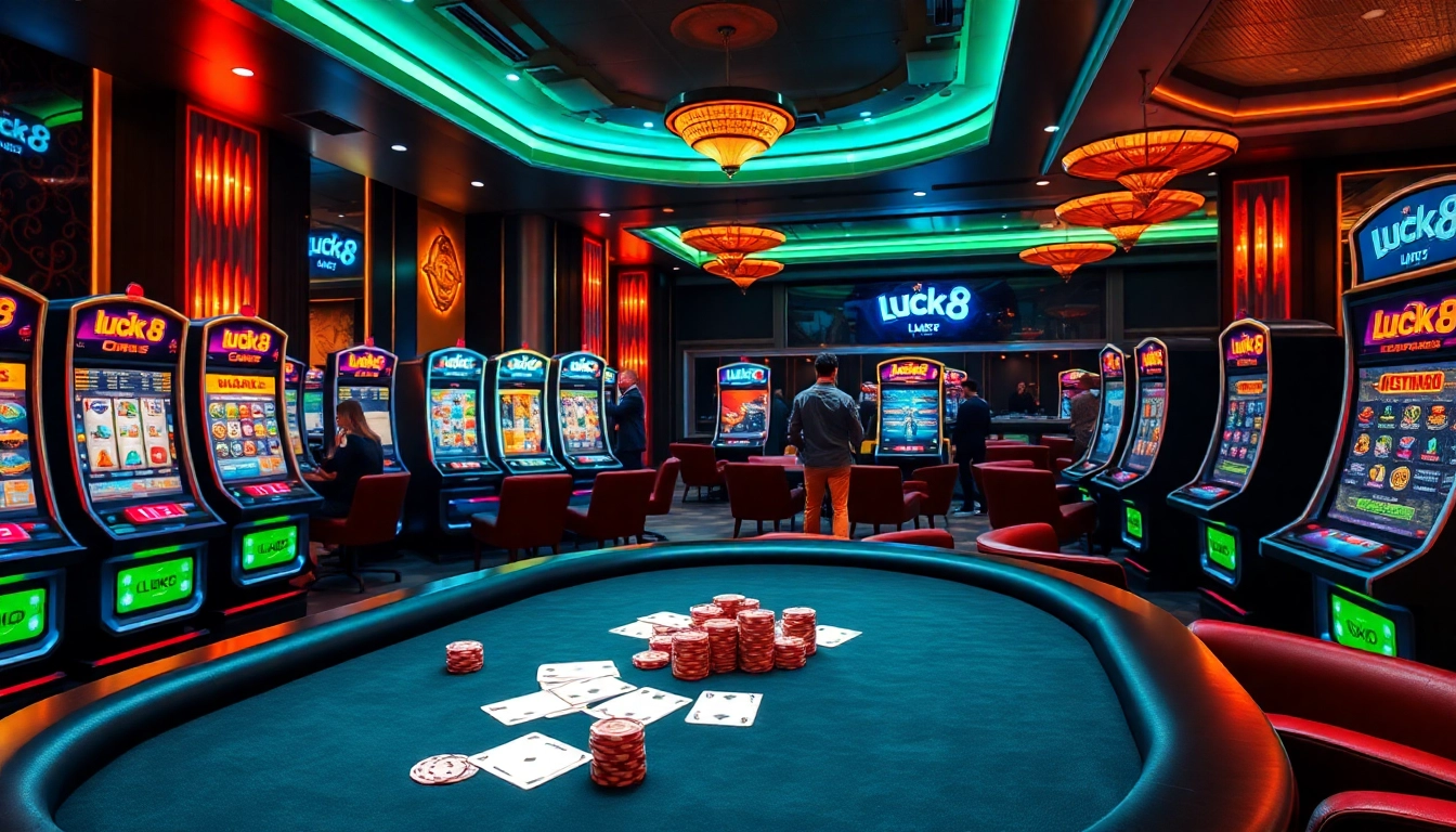 Experience thrilling gameplay with luck8 at a modern online casino featuring poker and slot machines.