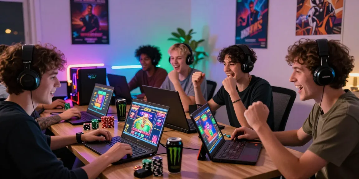 Players enjoying rokok88 rtp online slot games in a vibrant gaming room.