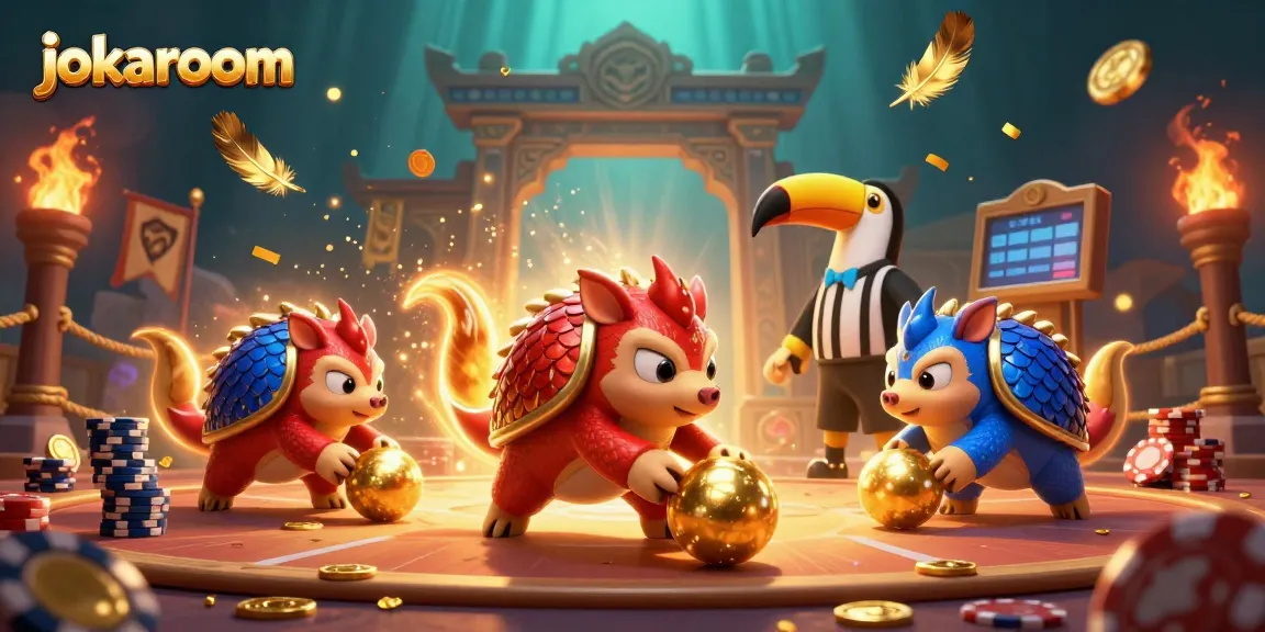 Watch the rival pangolins battle for fun at jokaroom, with poker chips flying everywhere!
