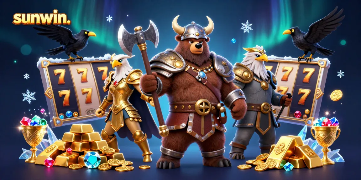 Experience thrilling jackpots with sunwin. in this immersive 3D casino scene featuring Viking adventures.