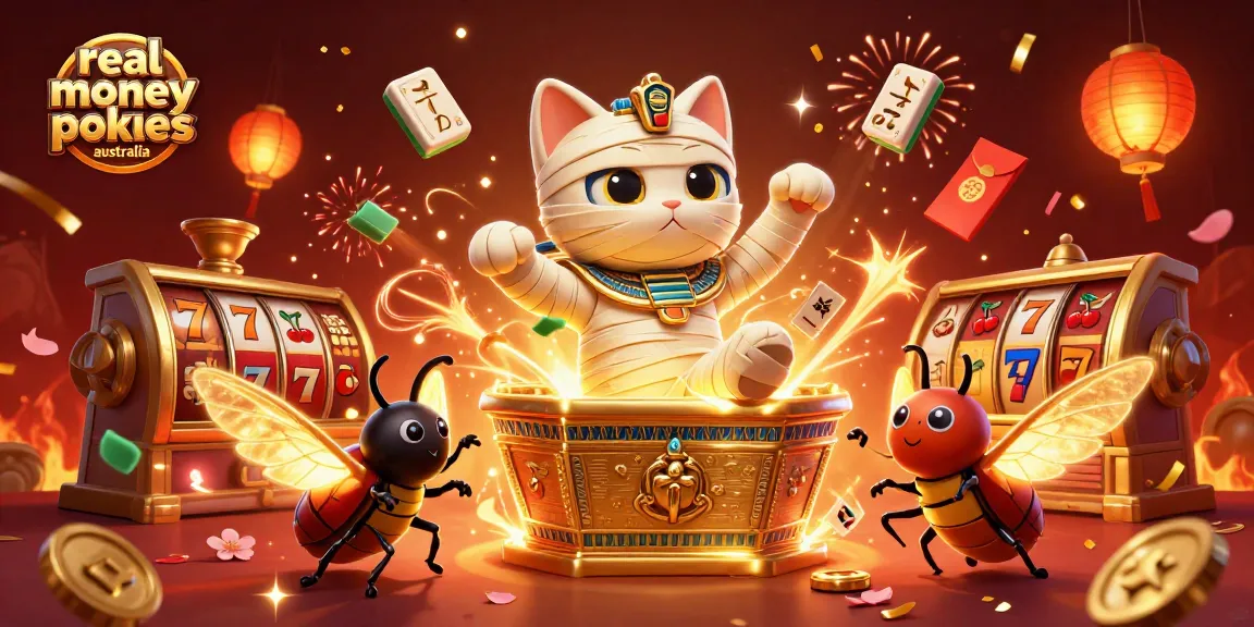 Spin and win in real money online pokies Australia with an Egyptian mummy cat and golden elements!